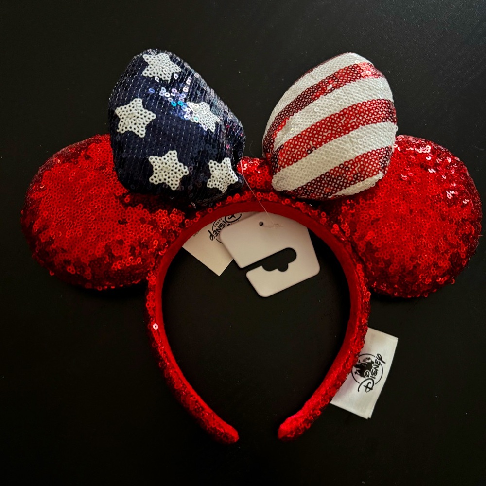 NWT Disney Parks Minnie Mouse Patriotic Americana Ears Headband